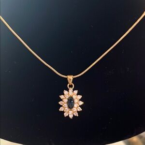 #B5 Charter Club Gold Necklace with Black and White Pendant